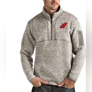 NWT Men's New Jersey Devils Antigua Fortune 1/2-Zip Pullover Jacket